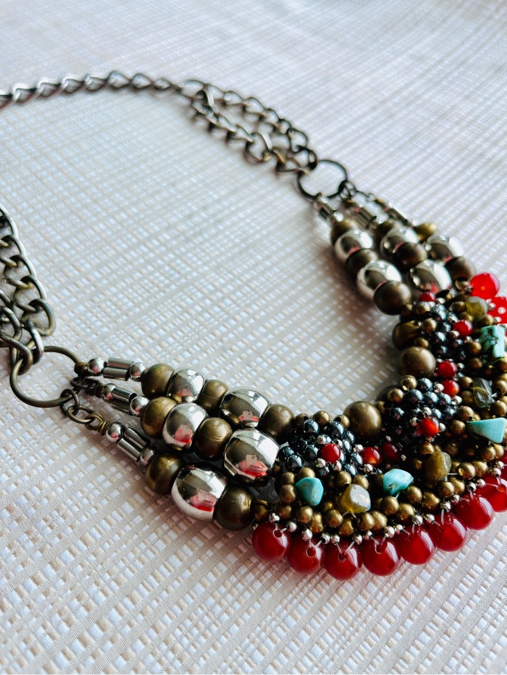 Vintage Anthropologie Pam Hiran Bold Statement Necklace Boho Etruscan Revival - Picture 7 of 15